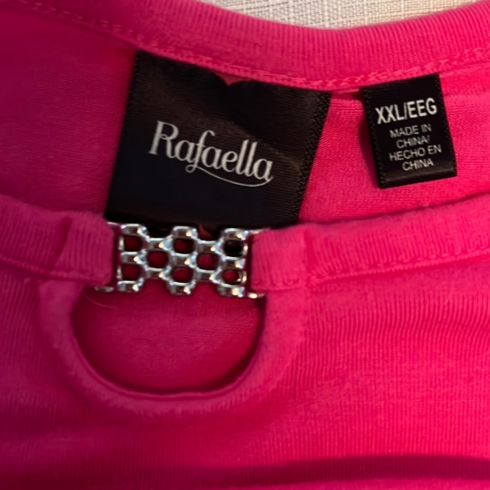 Rafaella Bright Pink Short Sleeve Asymmetric Hem Top - Picture 7 of 10